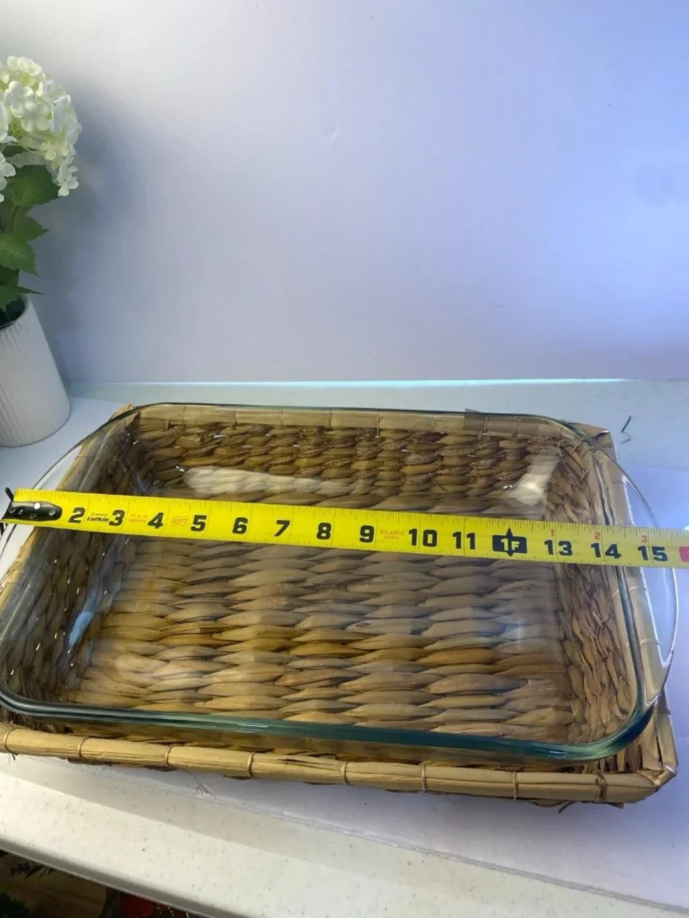 Vintage Anchor Hocking 3 Quart 13 X 9 Casserole Baking Dish with Woven Basket